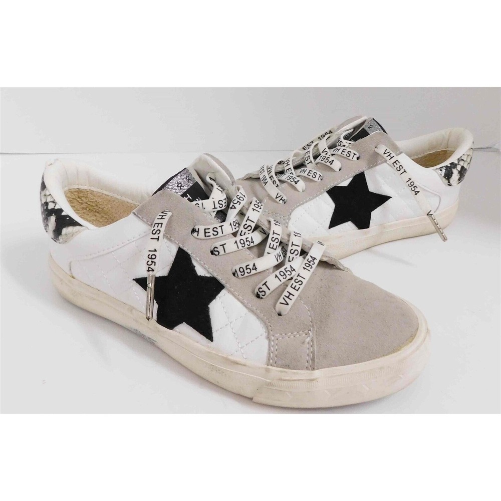 Vintage Havana Gail White Quilted Leather Black Star Sneakers 6.5 M
